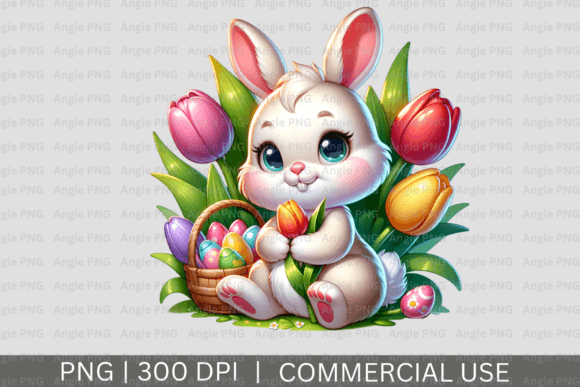 Download Cute Easter Bunny with Flowers PNG - Bunny with flowers png Collection