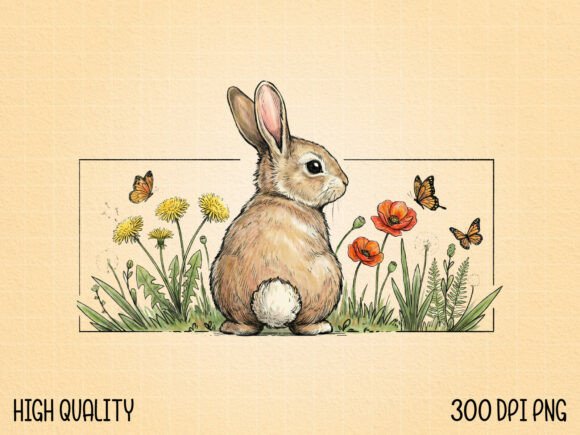 Download Cute Watercolor Bunny with Flowers PNG - Bunny with flowers png Collection