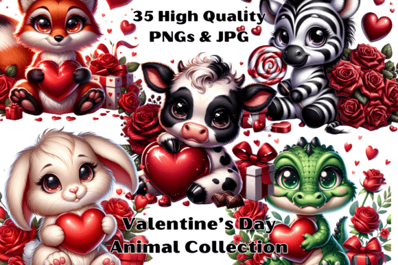 Download Valentine's Day Cute Animal Clipart - Premium Bundle